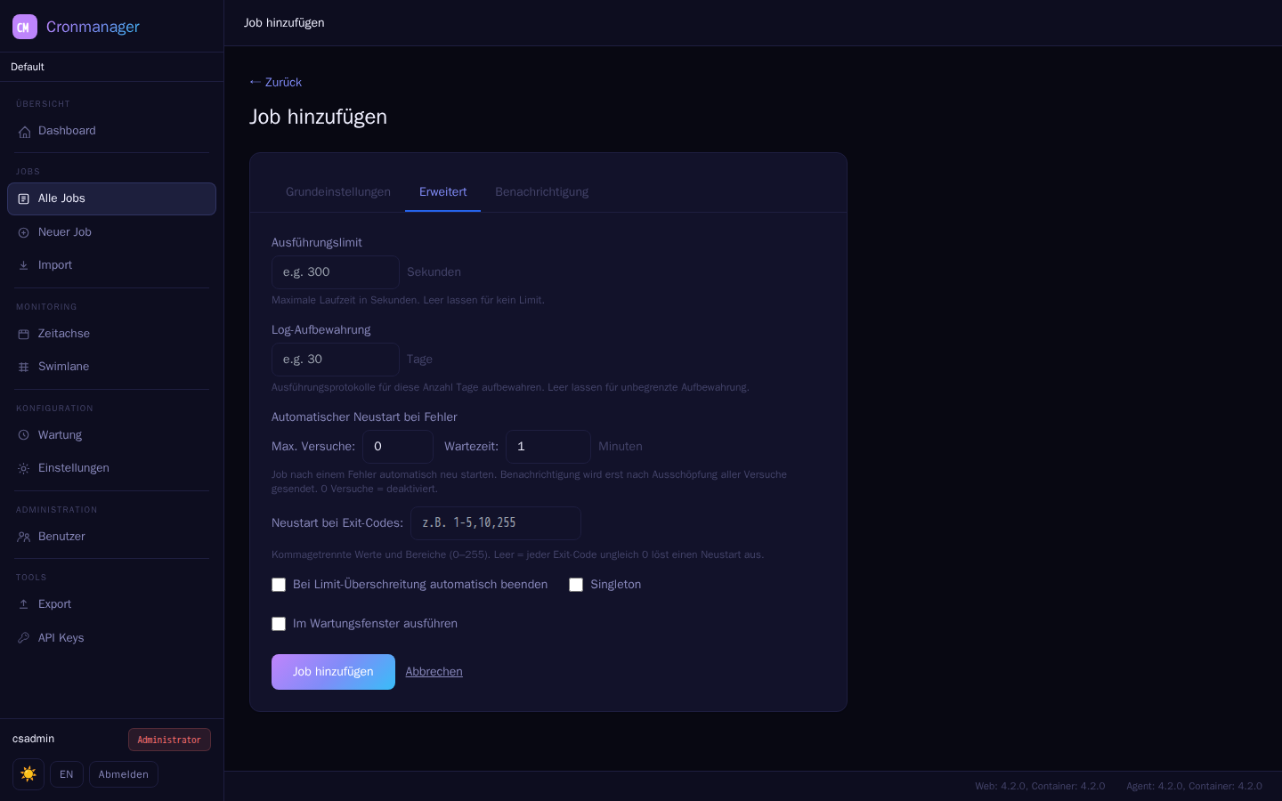 Job-Editor — Erweitert