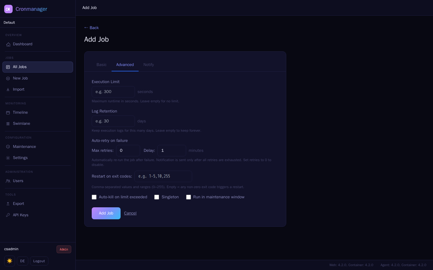 Job Editor — Advanced