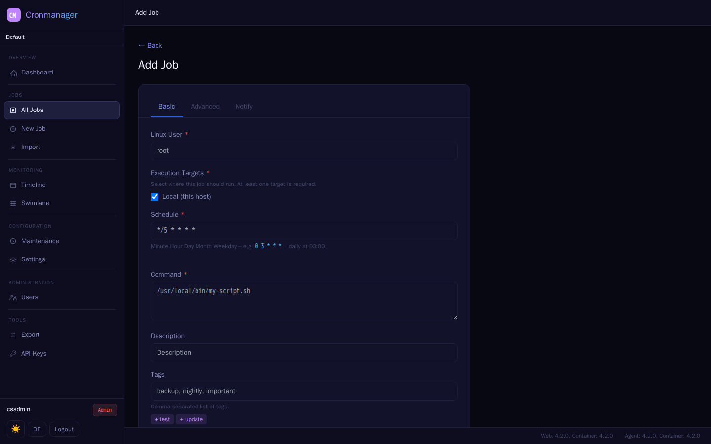 Job Editor — Basic